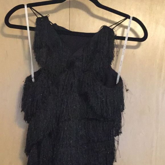 HALSTON Sleeveless High-Neck Fringe Slip Cocktail - Picture 6 of 8